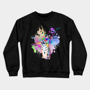 Tiger Tigers Wearing Love Rainbow Heart Glasses Crewneck Sweatshirt